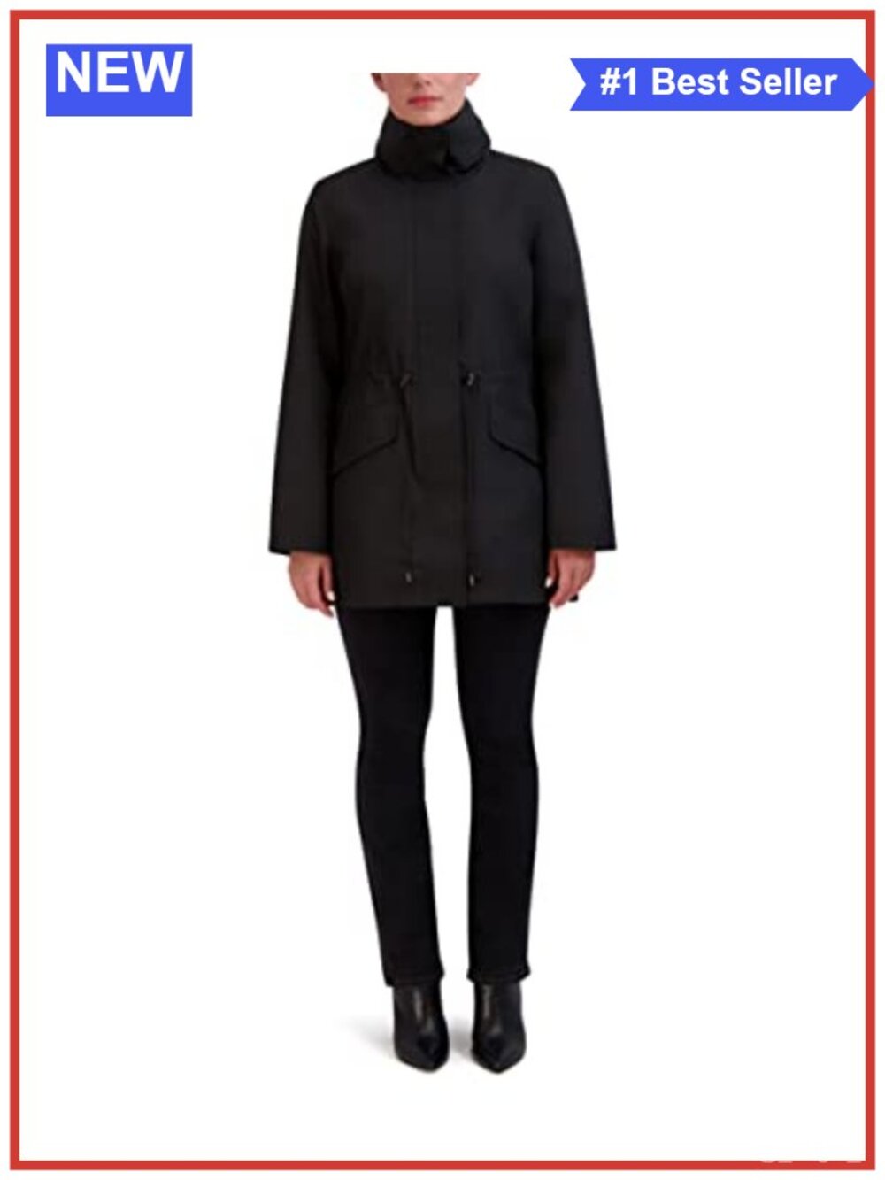 Cole Haan Women's Packable Rain Coat Adjustable Unlined Lightweight